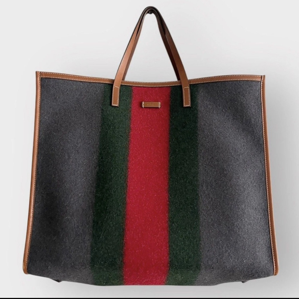 RARE! 2000s Gucci Wool Classic Color Large Tote Bag
